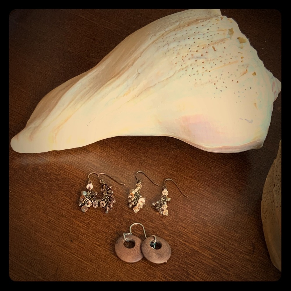 Set of 3 Earrings- Natural Tones